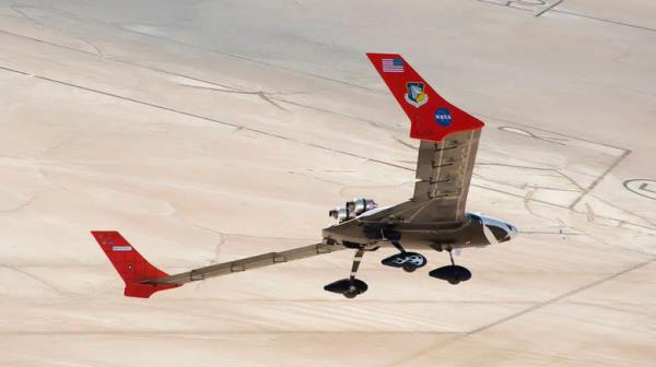 X-56A Multi-Utility Technology Testbed flying in the desert