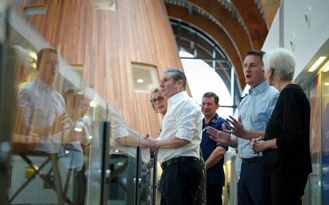 Sir Keir Starmer and Wes Streeting are pictured today during a visit to Alder Hey Children's Hospital in Liverpool