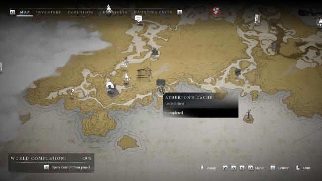 The Atherton's Cache locked chest location on the map - Banishers Ghosts of New Eden