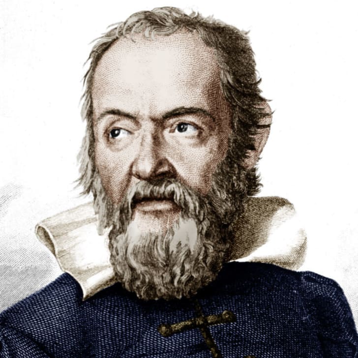 Galileo Galilei (1564-1642) italian physicist, mathematician and astronomer, engraving colorized docu<em></em>ment