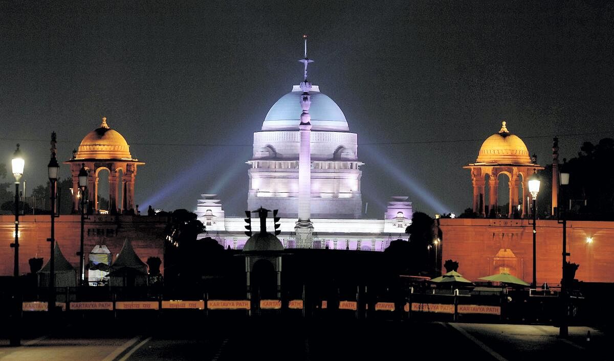 The Rashtrapati Bhavan is seen illuminated before the Earth Hour in New Delhi.