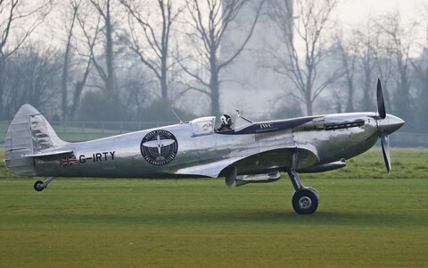 The Silver Spitfire after landing at Goodwood Aerodrome