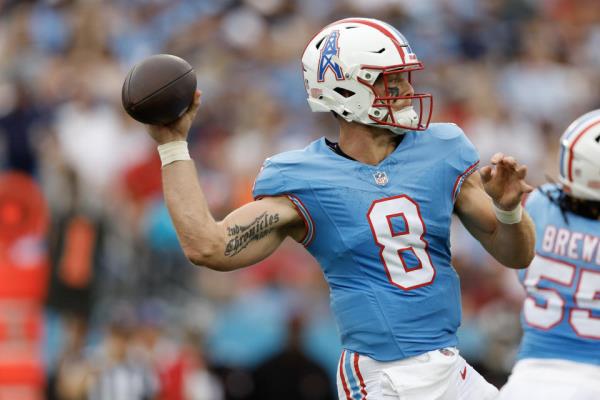 Will Levis threw four touchdowns in his first NFL start. (Photo by Wesley Hitt/Getty Images)