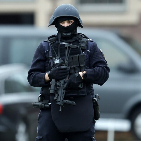 Federal police officers maintained high levels of security around the courthouse