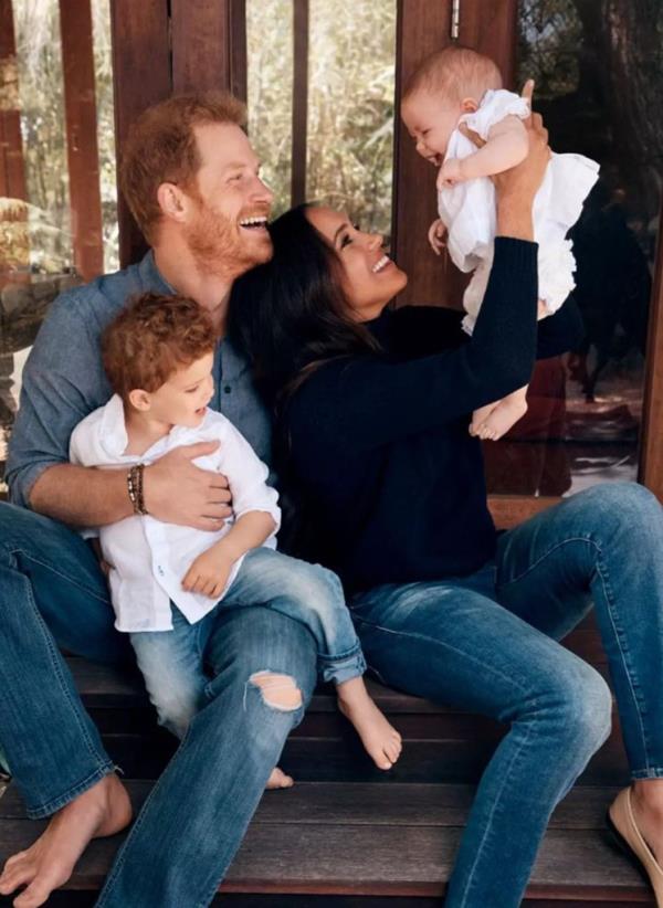 The Duke of Sussex, 39, and his wife, Meghan Markle, 42, (photographed with their two children Archie and Lilibet) were stripped of taxpayer-funded police protection after they stepped back from being “working royals” and moved to the US in 2020.