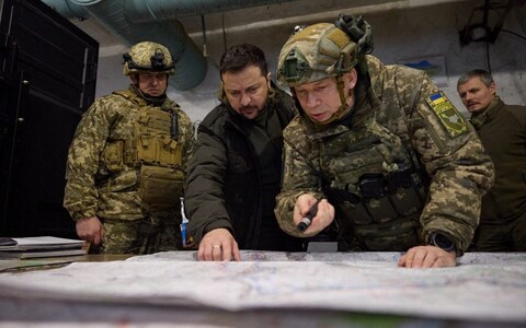 Mr Zelensky pictured visiting Ukraine's army command post in Kupiansk, Kharkiv