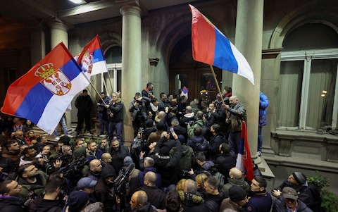 Opposition supporters gathered to protest over what they say are voting irregularities